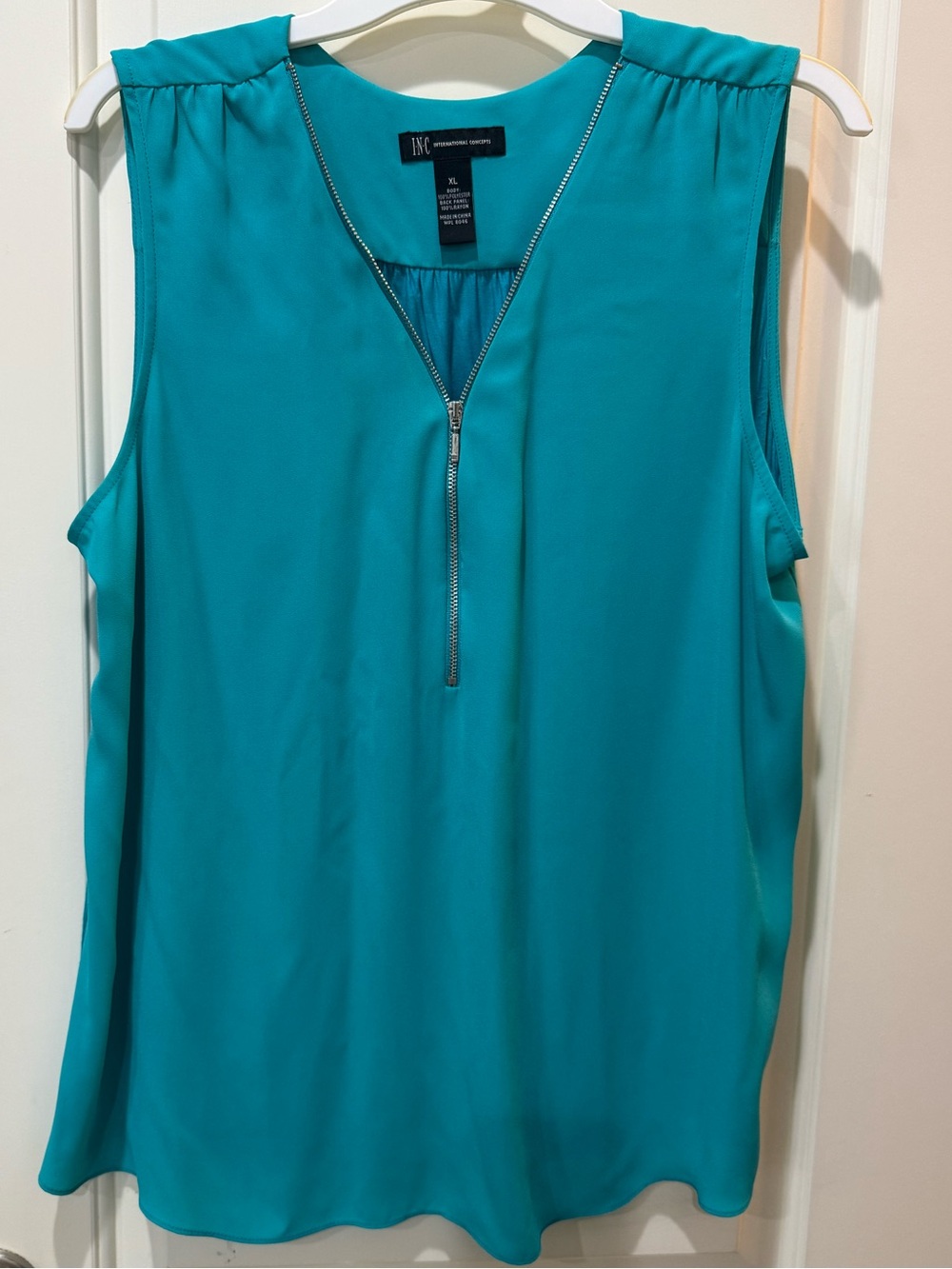 INC International Concepts Teal Zip-Front Sleeveless Camisole